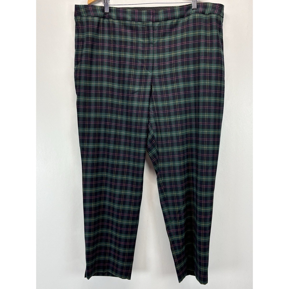 NEW! Talbots Hampshire Ankle Wool Blend Pants Sz 22W Plus Plaid Tartan Preppy